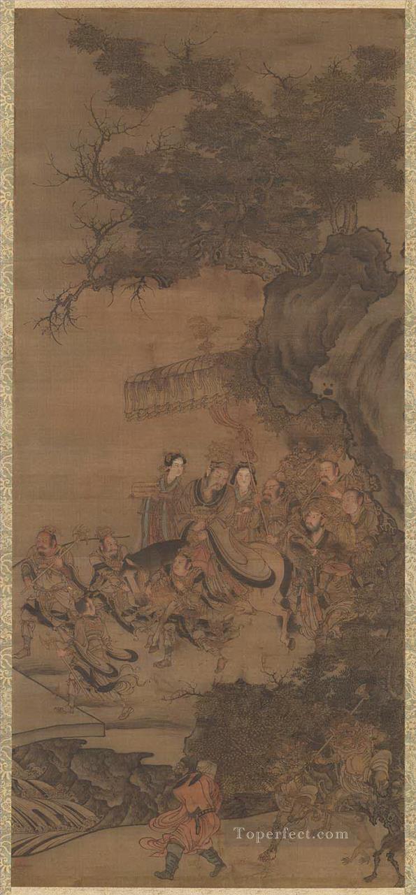 道教の大地の神 呉 Daozi 伝統的な中国語油絵
